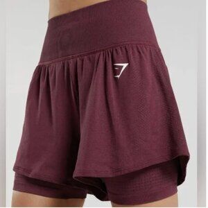 Gymshark Vital 2-in-1 Shorts in Maroon (size S)